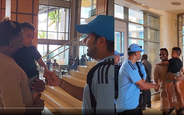 Dwayne Bravo welcoming Indian players in Trinidad (Source - Twitter)
