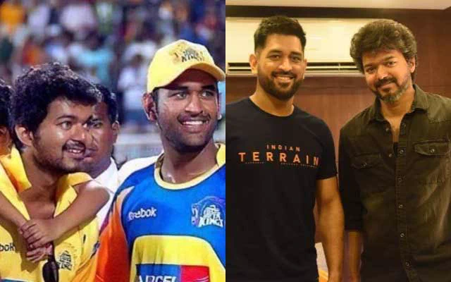 MS Dhoni and Thalapathy Vijay (Source - Twitter)