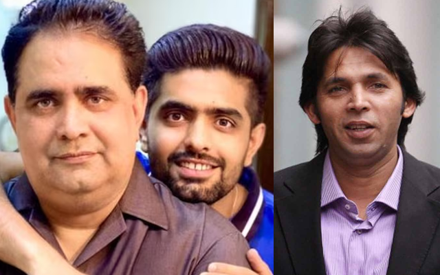 Babar Azam, his father and Mohammad Asif (Source - Twitter)