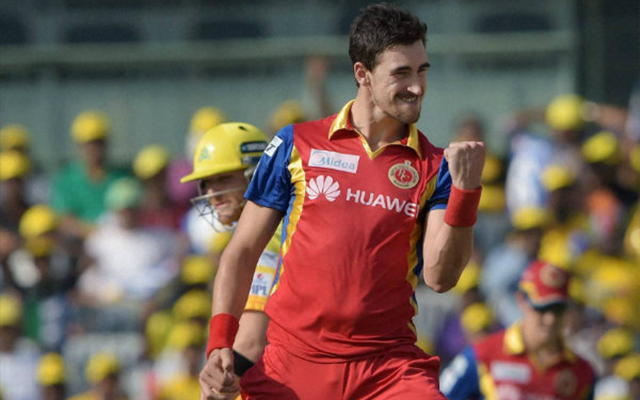 Mitchell Starc celebrating after taking a wicket (Source - Twitter)