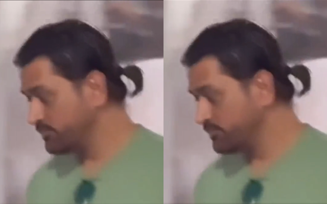 MS Dhoni with his new ponytail hairstyle (Source - Twitter)