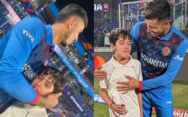 Mujeeb Ur Rahman with young fan who was crying (Source - Twitter)