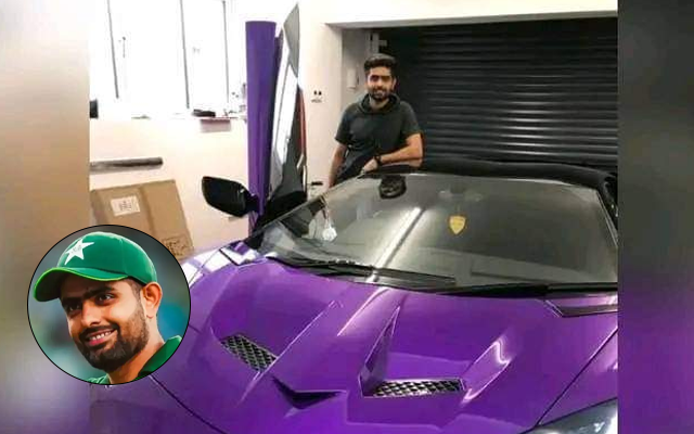 Babar Azam with his Lamborghini (Source - Twitter)