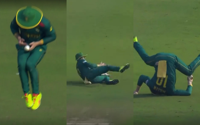 David Miller takes brilliant juggling catch (Source - Twitter)