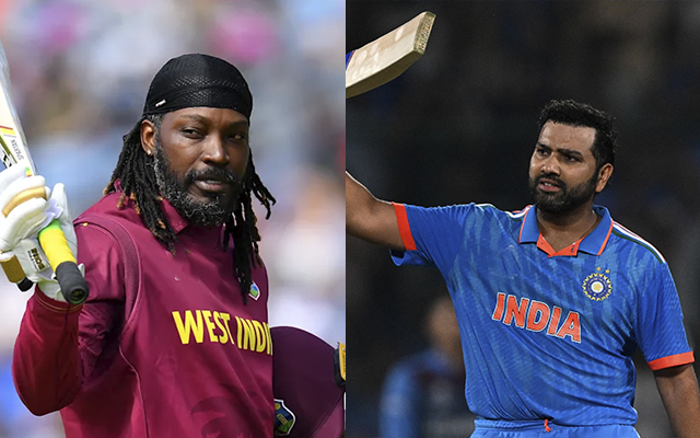 Chris Gayle and Rohit Sharma (Source - Twitter)