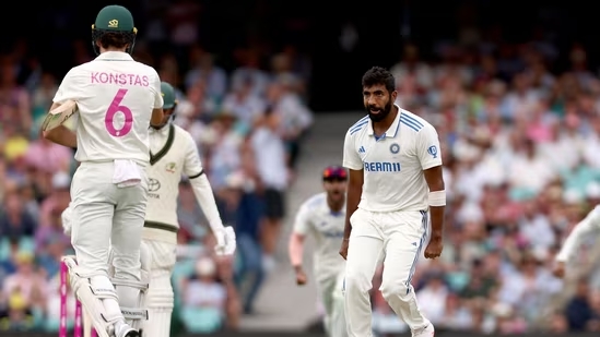 Jasprit Bumrah dismisses Usman Khawaja and confronts Sam Konstas in a fiery exchange during the India-Australia Test.